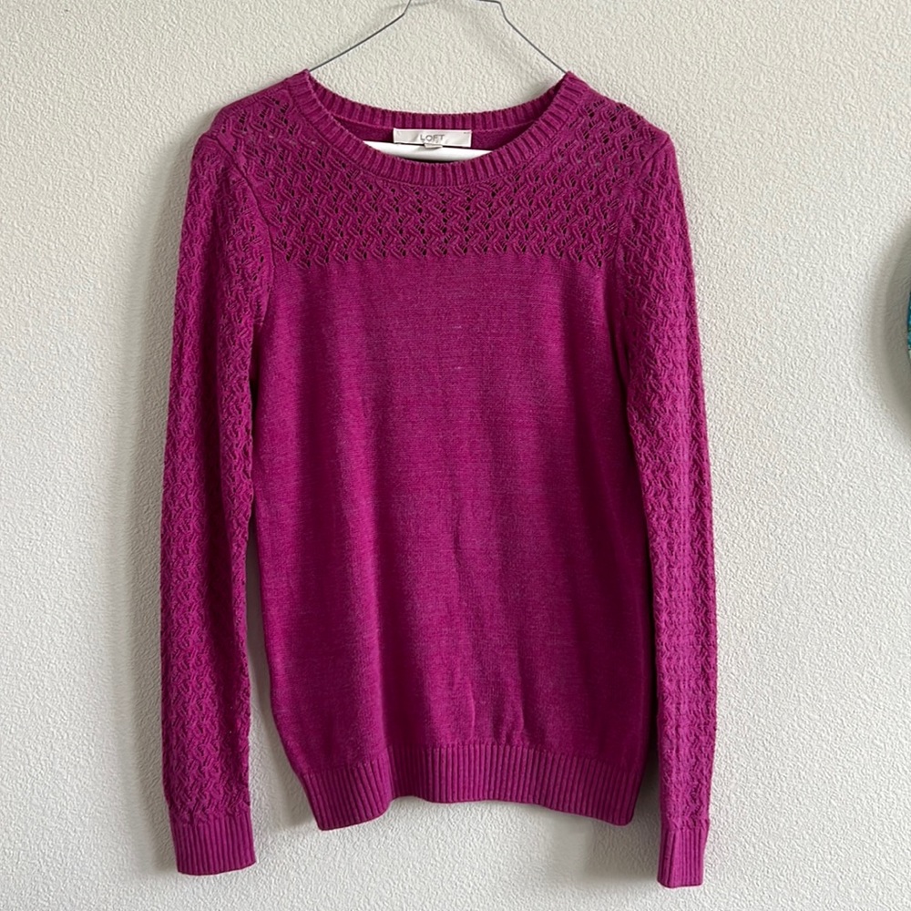 LOFT Fuchsia Crewneck Sweater